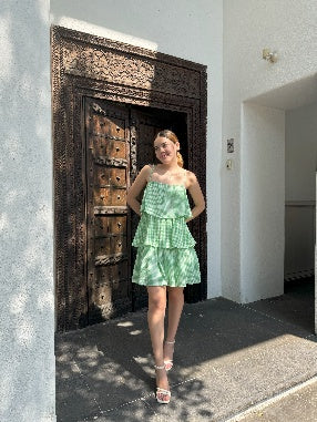 Vestido Corto - Vestido cuadros olanes