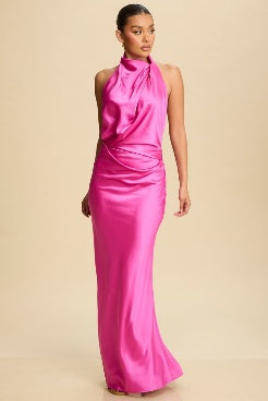 vestido maxi - vestido capucha partde delantera halter
