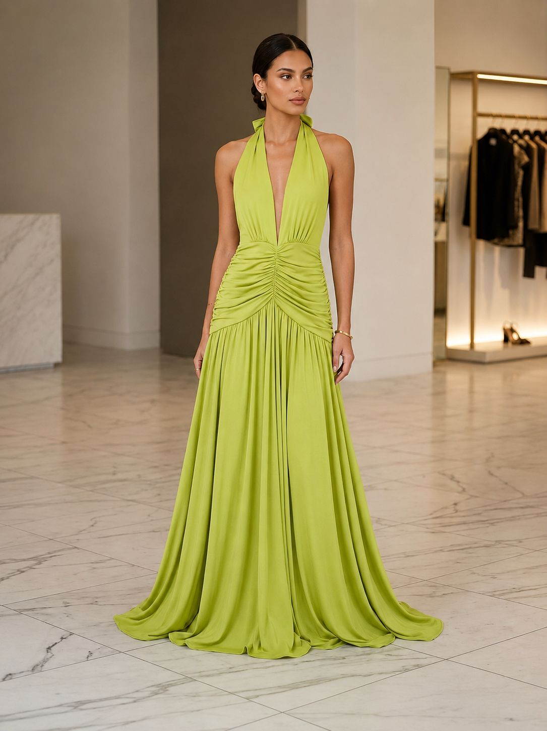 vestido maxxi - Vestido drapeado halter