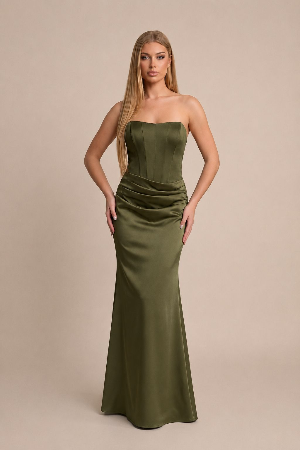 vestido maxxi - Vestido straple corset