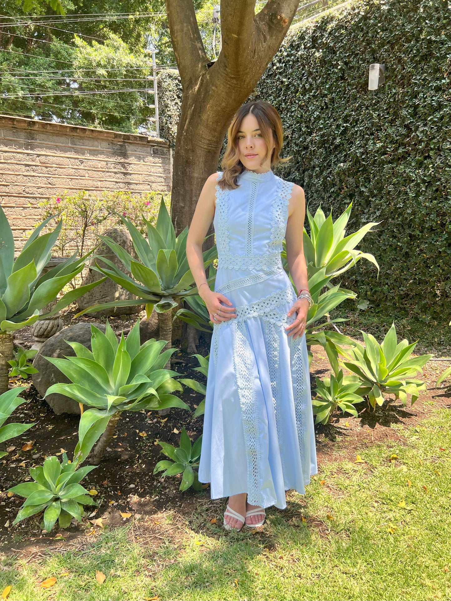 Vestido Maxi crochet azul