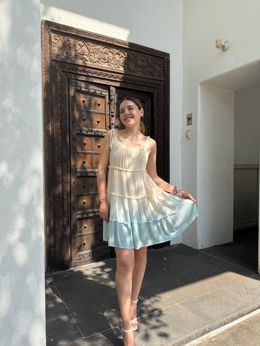 Vestido Corto Beige Tirantes