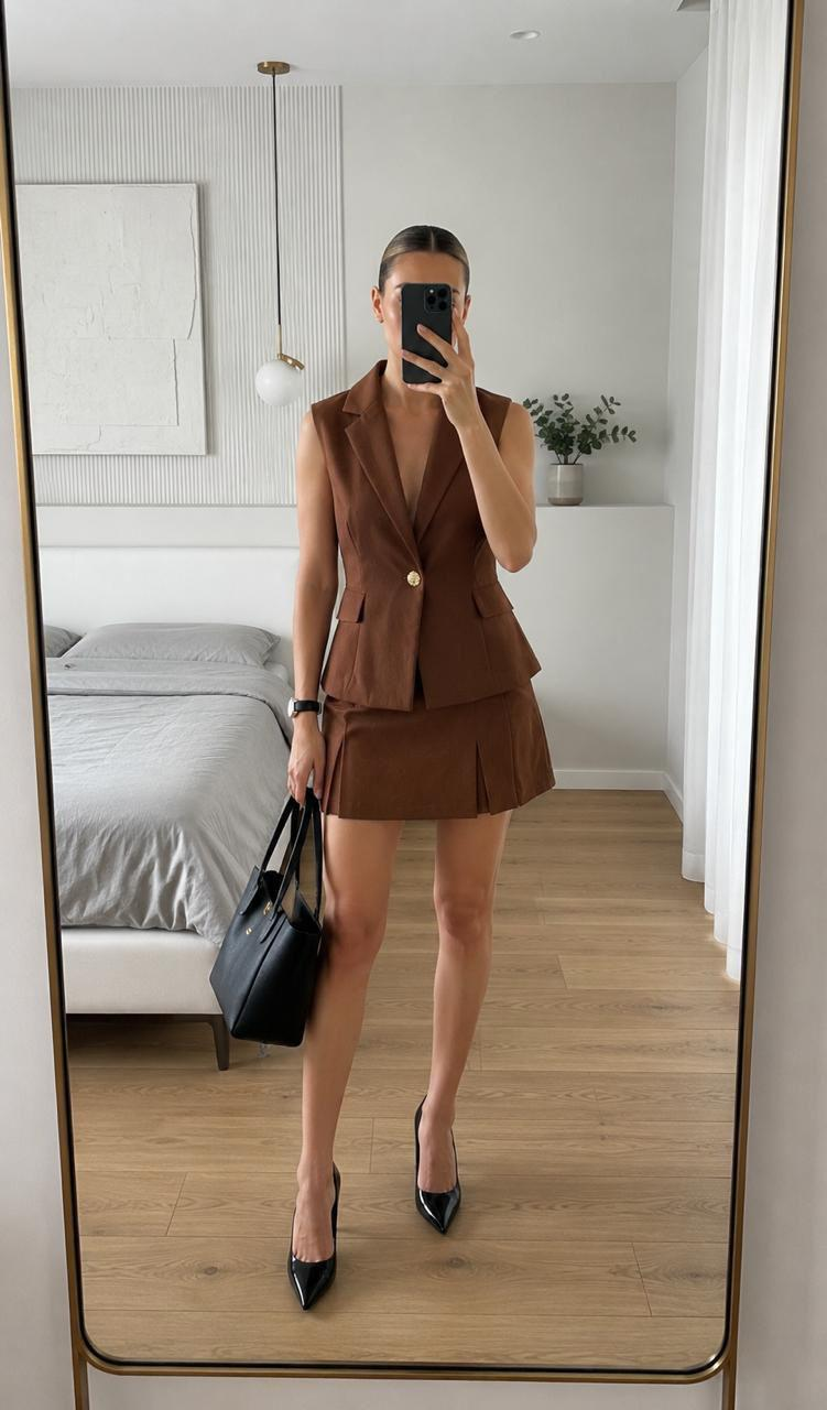 set falda chaleco - set falda