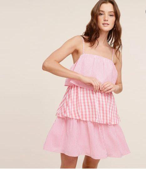 Vestido Corto - Vestido cuadros olanes