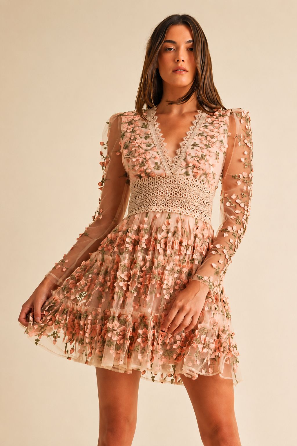 Vestido corto manga larga - vestido corto