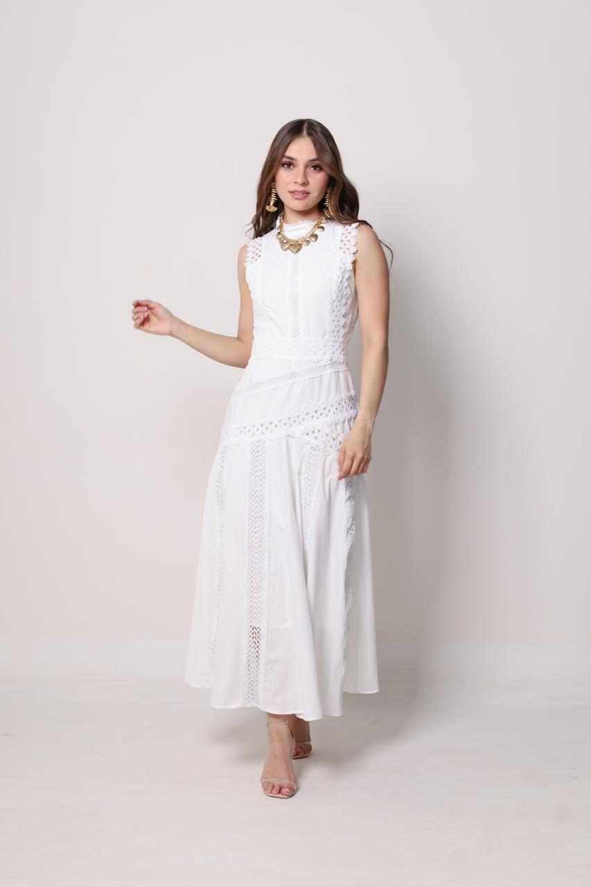 Vestido Maxi - Vestido Tira Bordada