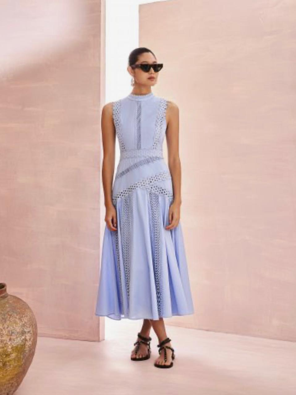 Vestido Maxi - Vestido Tira Bordada