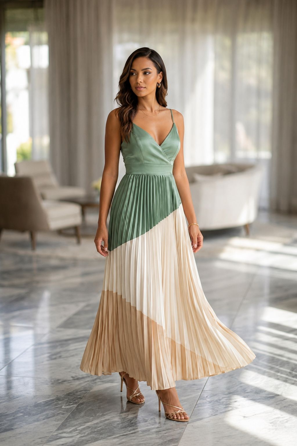 vestido maxxi - Vestido plizado 3 colores