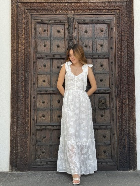 vestido maxxi - vestido encaje flores