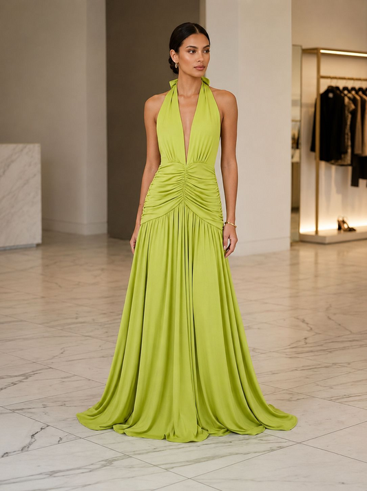 vestido maxxi - Vestido drapeado halter