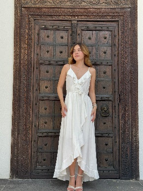 Vestido Midi - Vestido olanes al frente